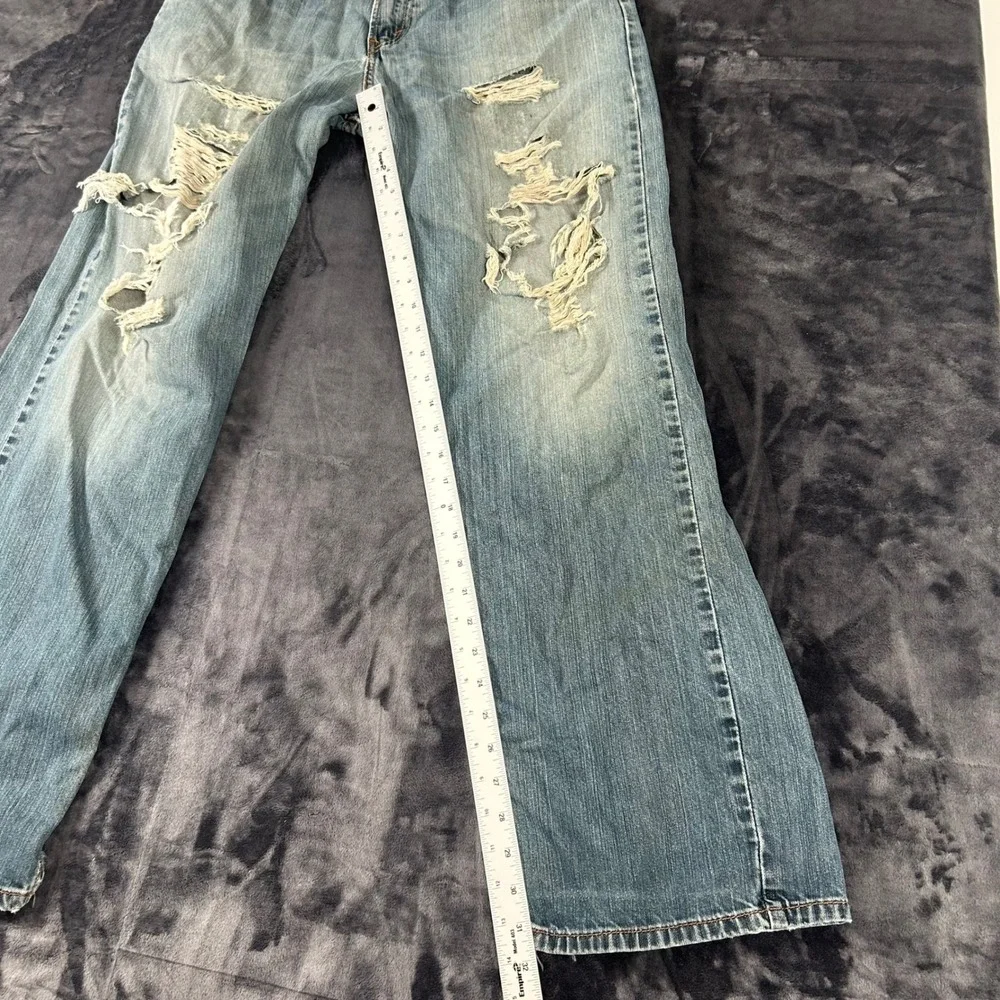 Levi's 569 Loose Straight Jeans Mens 32x34 Blue Distressed Ripped Denim